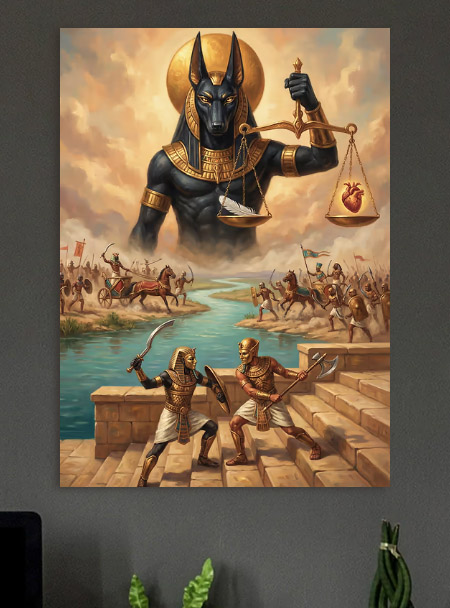 Anubis Weighs the Heart — metal poster wall art by Lineer
